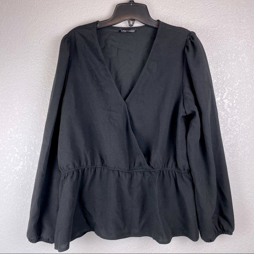 Black shirt V-neck long sleeve